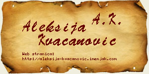 Aleksija Kvačanović vizit kartica